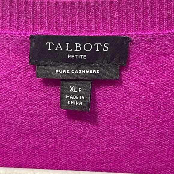Talbots Audrey Cashmere 3/4 Sleeve Fuchsia Sweater Petite XL - Picture 4 of 5